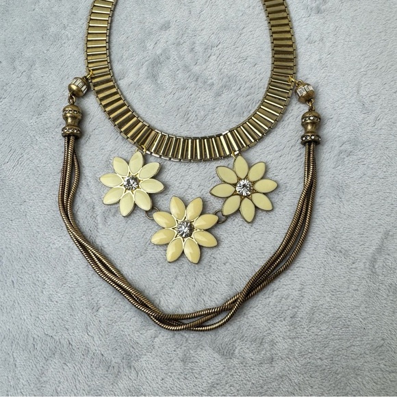 Upcycled Gold Tone Enamel Necklace OOAK - Picture 3 of 6